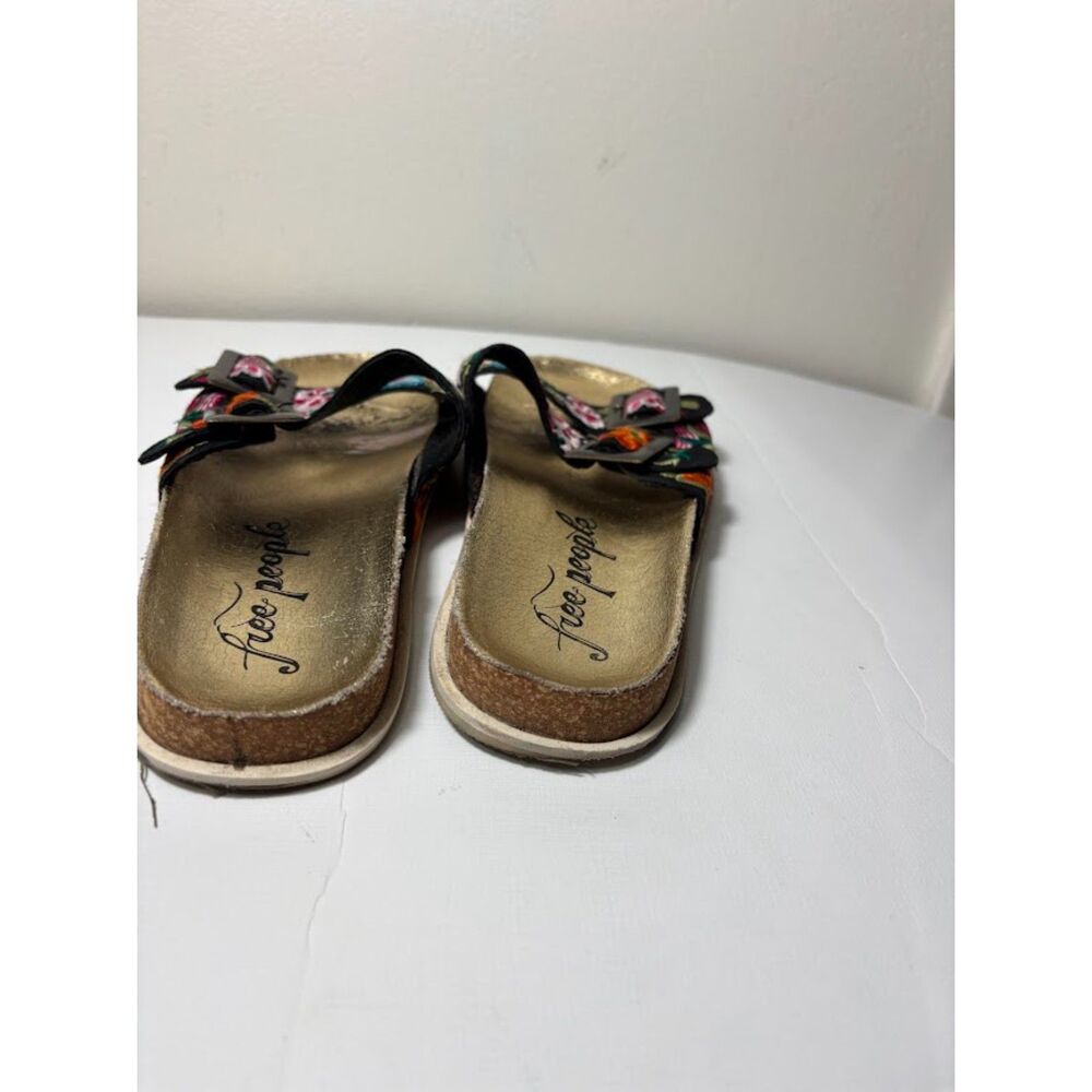 Free People Bali Slide Sandal Black Size 39 Embroidered Boho Artsy Floral Resort - Picture 3 of 5